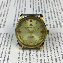 Original inventory Hanzhong Watch Factory Hanzhong brand yellow shell yellow surface manual mechanical watch diameter 38mm Send strap