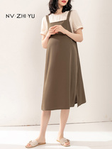 Pregnant woman suit 2022 Summer blouse Braces Skirt Fashion Temperament Net Red Pregnancy Wear two sets of dress