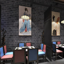 Neoclassical modern Chinese style blue brick gray brick red brick 3d three-dimensional waterproof wallpaper barbecue restaurant wallpaper