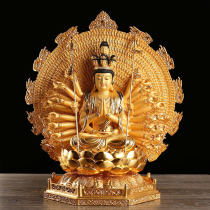 Taiwan sticking gold thousand hands Guanyin Buddha statue pure copper thousand hands thousand eyes Guanyin Bodhisattva Buddha Hall home ornaments