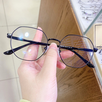 METAL ROUND FRAME ANTI-BLUE LIGHT ANTI-RADIATION MYOPIA GLASSES FEMALE LARGE FRAME SLIM FIT WITH DEGREE FLAT LIGHT PROTECTION VISION MAN