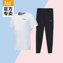 361 sports suit men spring and summer two-piece set 2021 new casual breathable short sleeve T-shirt thin ankle-length pants men