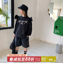 Princess Noro Girl Girl Black Necroe Ears Styling Personality Wave Cool Korean Version Foreign Air Fashion Childrens Hooded Sweatshirt