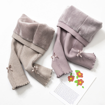 Girls punch pants in one body plus thick cotton and thick winter lamb fluff children wear pants outside