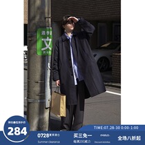 EviStub 20FW Japanese cut loose over the knee medium long Balmacan windbreaker single breasted jacket men