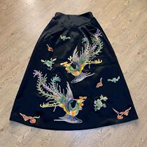  Cloud decoration totem original design womens skirt old embroidery hand embroidery ethnic style double phoenix peony large skirt long skirt