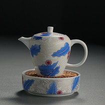 De Kiln Auspicious dragon fish ceramic teapot Kung Fu tea household filter tea maker small with base