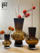 The new light and luxury Nordic thick glass vase high-end home living room model room flower-plugged water cultivation decoration