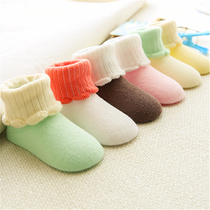 Exquisite color color pine mouth baby socks spring and autumn hand sewing head cotton flip baby socks K307