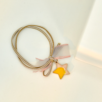 Leather band women tie head Joker headdress cute stars Hairband Korean Net red ins simple hair accessories leather case thin head rope