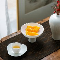 Good Things View Lan Tea with Jingdezhen Artisanal Ceramic Tea Dot Pan Chinese Zen Pastry Snack Tray Lotus Petal Series