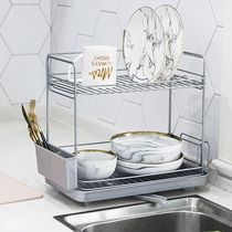 Japan ASVEL Kitchen Racks Dry Dish Trays Cups Cutlery Cutlery Shelf Cupboard Double Bowl Rack Drain Shelf