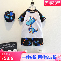 Childrens swimsuit boy 2021 new little boy split swim trunks speed dry sunscreen baby Summer swim seaside