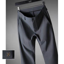 Summer ultra-thin silky silky anti-wrinkle casual pants mens stretch ice cool breathable Mens Business slim commuter trousers