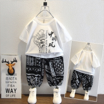 Boy suit Summer children Fashion personality Cool Kids Fried Street Baby 3-Year-Old-Half Boy Summer Dress 5 Tide