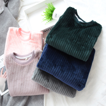 One-piece top winter coral velvet couple pajamas thickened plus velvet womens flannel home clothes winter mens warmth