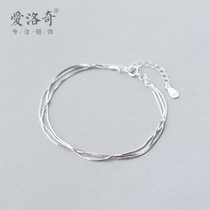 Love Rocky s925 silver bracelet ladies Japanese and Korean style fashion simple multi-layer snake bone jewelry temperament jewelry gift