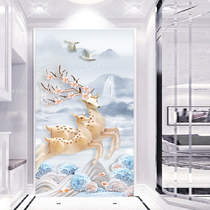 New Living Room Genguan Diamond Painting Cross Stitch Happiness Elk Deer Harvest Drill Embroidered Vertical Version Full Drilling Hallway Aisle Hanging Painting