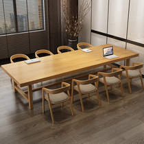 Nordic solid wood conference table long strip table simple modern negotiation table Workbench rectangular office table and chair combination