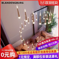 Nordic stair chandelier rotating crystal lamp modern restaurant duplex staircase Villa lighting light luxury stair chandelier