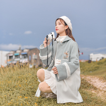 Original Mori tribe woolen suit jacket autumn and winter temperament woolen coat horn buckle long 2021 New