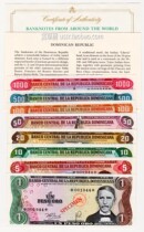 Fidelity Dominican banknote 1 5 10 20 50100500 1000 1000 like a set of coins