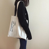 Korean version of simple Joker literary letters ins canvas bag womens bag shoulder bag Mori student retro handbag tide