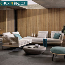 Outdoor Sofa Rattan Sofa Combined Vines Balcony Leisure Outdoor Open-air Patio Solid Wood Double Garden Yang Light House