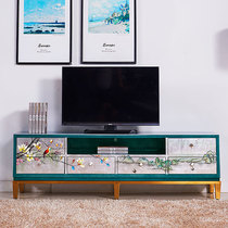 American furniture solid wood floor cabinet home painted low cabinet new Chinese style living room tea table TV cabinet combination small apartment