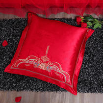 New wedding red cushion wedding cotton tribute embroidery pillow case 60X60 Dragon Phoenix rose red pillow