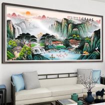 Rich Spring Mountain Gutu cross embroidered 2022 new line embroidered living room with great scenery flowing water raw and rich painting full embroidered