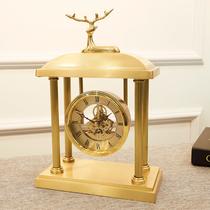 Brass Nordic Type Pure Bronze Seat Bell Creativity Modern Small Table Clock Living Room Home Desktop Clock Pendulum Table DESKTOP Clock