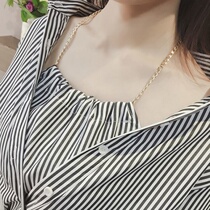 New 2021 shirt woman with loose striped shirt lady big code fat fake two items slim fit dress
