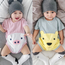 French Jacadi baby triangle conjoined ha clothing summer 01-2 years old male and female baby thin bag fart climbing clothing childrens clothing