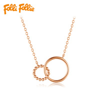 Folli Follie Womens jewelry fashion S925 circle shape necklace Clavicle chain 1N18S077R