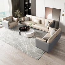 Italian light luxury leather sofa first layer leather small apartment living room 2021 New Net red modern simple trio