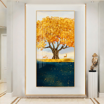 New Chinese-style porch decorative painting corridor aisle Vertical mural painting simple atmosphere office fortune tree fortune hanging painting