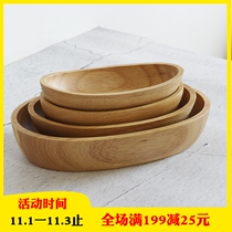 Wooden dish wood dish wood dish log natural color tableware cake snack fruit cold dish wood storage dish container