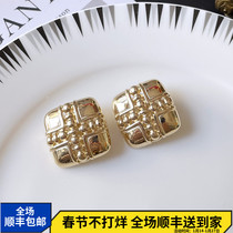 Antique jewelry imported vintageGivenchy retro exquisite French gold square all-match ear clip