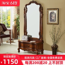 American style dressing goggles auditions European-style solid wood floor mirror full body mirror bedroom for dressing mirror applique wall mirror home