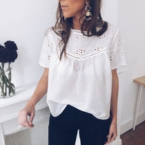 Womens Tops Blouses Sexy Hollow Out Floral Shirt Streetwear