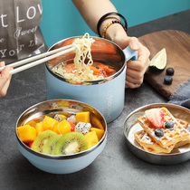 304 stainless steel instant noodle bowl with lid eating bowl Dormitory student lunch box Single round canteen cooking artifact