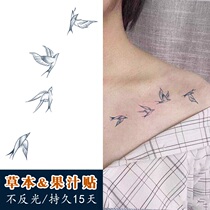 Juice tattoo patch herb semi-permanent waterproof long-lasting female swallow clavicle ins Wind sexy text