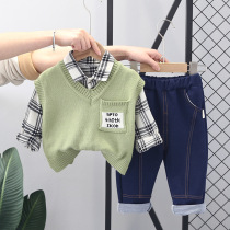 Boys Spring Dress Foreign Gas Kids Korean Edition 2022 New One Year Old Kids FashionAble Vest Boy Handsome Suit Trend