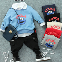 Autumn new childrens multi-color cartoon print long sleeve T-shirt boys and girls baby casual pullover clothes
