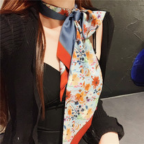 ins silk scarf small long Korean scarf Joker thin narrow scarf decorative tie long silk scarf female spring and autumn thin model