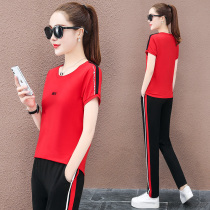 BBQ 2020 new sportswear suit womens summer Korean loose summer short-sleeved trousers casual two-piece suit