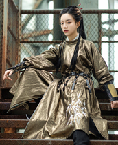 The Viscount autumn color (Chu Yunxuan) original Hanfu men and women wear Tang-made bronzing round neck robes spring and winter