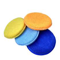 Car Beauty Ultrafine Fiber Round Waxed Sponge Car Exclusive High Density Clean Towel Pressed Edge Polished Cake