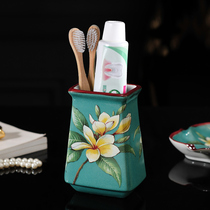 Storage shelf Ceramic toothbrush holder Bathroom toothbrush holder American bathroom toiletries Comb storage tube Tooth tube